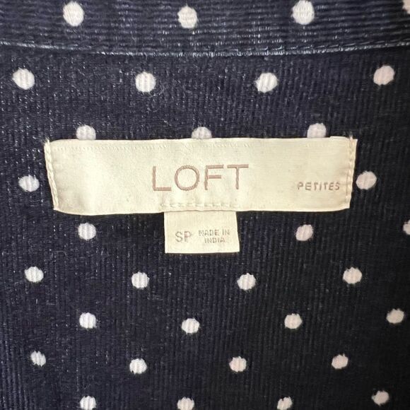 LOFT Navy Polka Dot Corduroy Shirt - Picture 5 of 8
